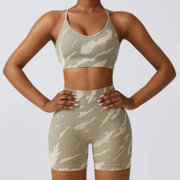 Printed Camouflage Two-Piece Set