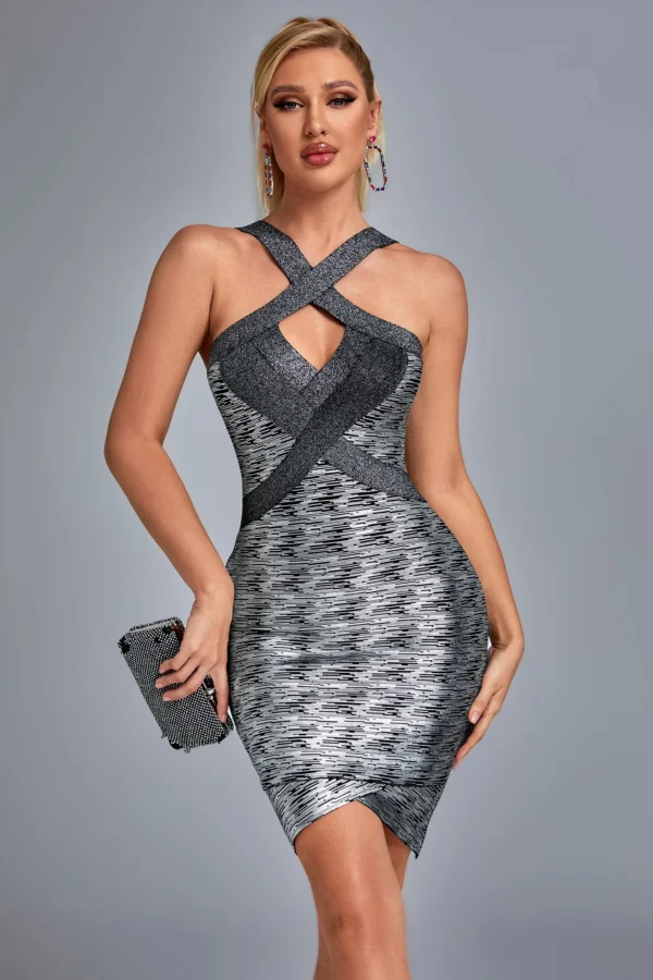 Front Cross Halter Neck Bandage Dress