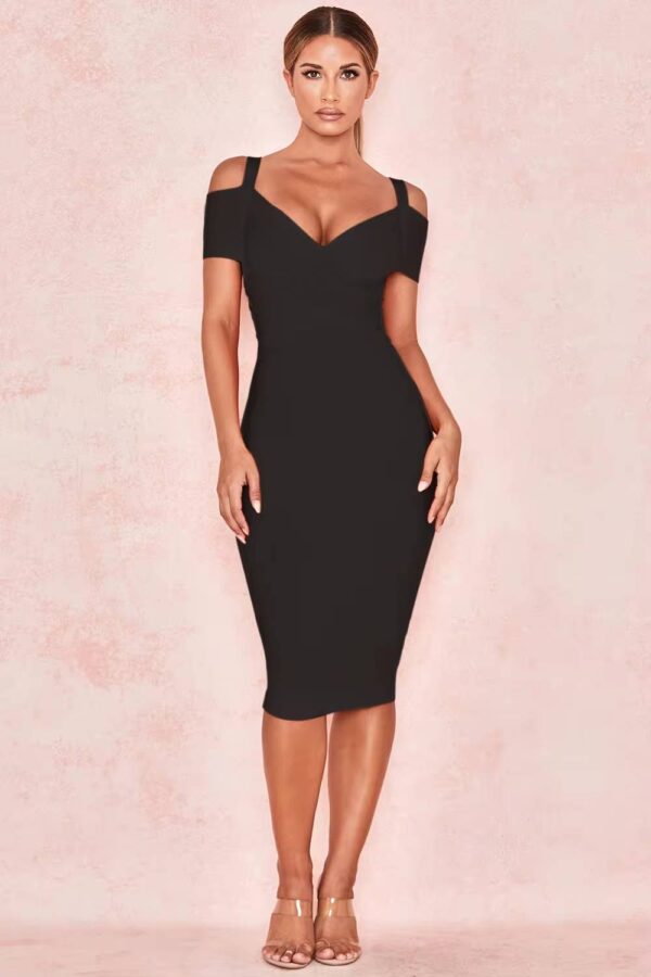 Seductive Strap Deep V Bodycon Bandage Dress