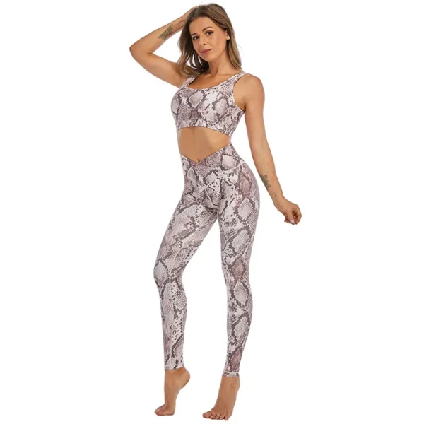 Snakeskin Print Sports Bra Leggings Set