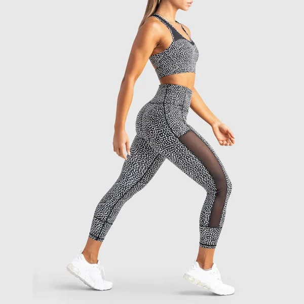 Mesh Splicing Sports Bra And Leggings Set