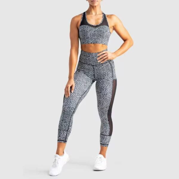 Mesh Splicing Sports Bra And Leggings Set